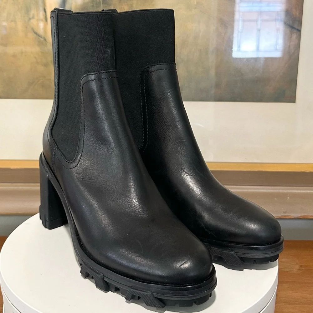 🌹RAG & BONE🌹 Shiloh Mid Leather Chelsea Boot In Black Size: 41 - Picture 6 of 16